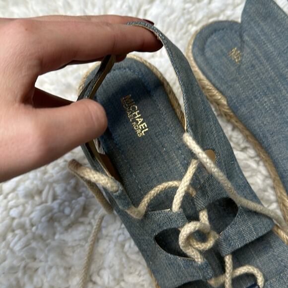 Michael by Michael Kohrs Denim Style Rope Strapy Tie Up Sandals Like New - Picture 3 of 10